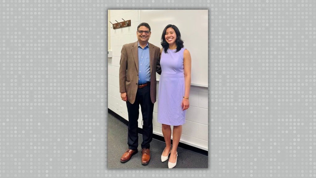 Aracely and Dr. Mangalam posing and smiling